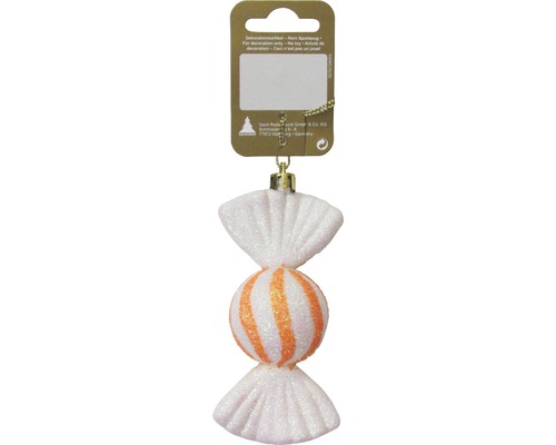 Décoration de Noël bonbon 10 cm blanc-orange