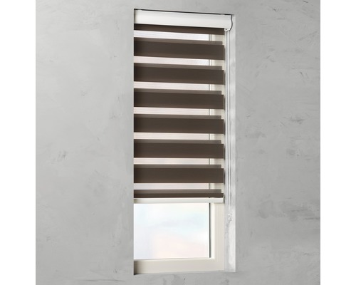 Store jour/nuit SOLUNA D-R12 Noah avec caisson blanc marron 60x175 cm Store enrouleur double dans fenêtre pour régulation de la lumière et décoration