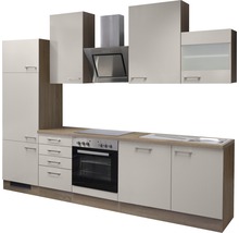 Cuisine complète avec appareils Flex Well Nepal 280 cm couleur de façade cachemire brillant - couleur du corps chêne Sonoma 00008902