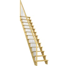 Holztreppe mit Metallgeländer für den Innenbereich