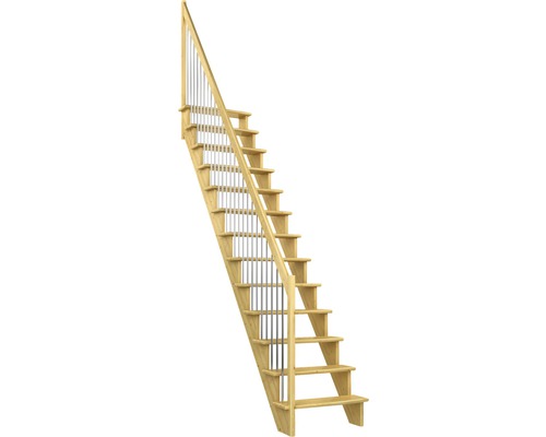 Escalier à limons Pertura Filia pin lamellé-collé sans contremarches non traité droit 12 Pièce(s) marches/13 pas de marche sans garde-corp