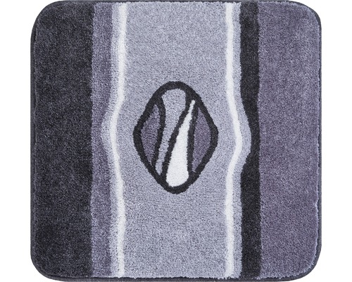 Tapis de contour de WC tapis de bain Grund Jewel 60 x 60 cm anthracite noir Tapis de bain carré avec motif rayé et ornement