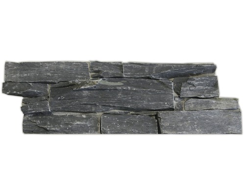 Wandverblender Naturstein im Betonmantel Schiefer schwarz 22 x 55 cm