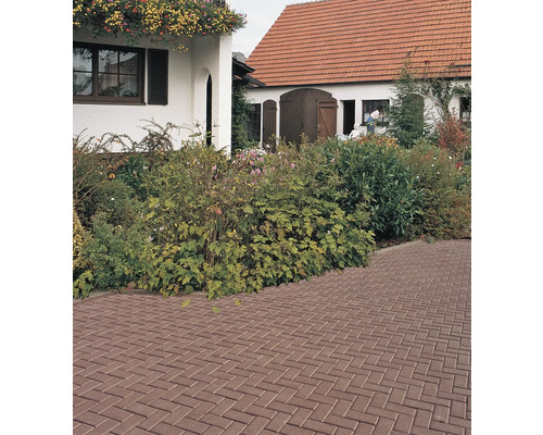 Gepflasterter Hof mit Wohnhaus und Garten