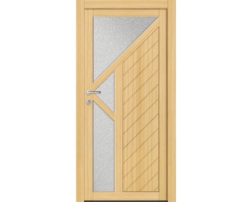 Set complet Porte d'entrée secondaire Kansas épicéa 110x210 cm gauche Porte en bois avec insert en verre et ferrures