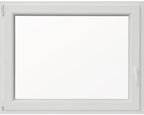 Fenêtre de cave oscillo-battante plastique RAL 9016 blanc signalisation 800x600 mm tirant gauche (double vitrage)