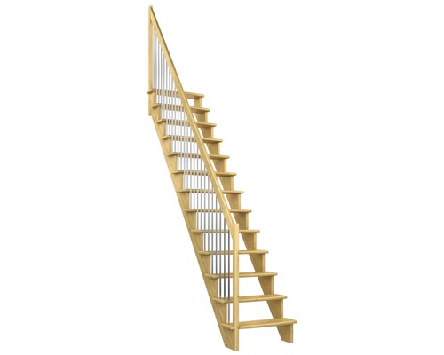 Escalier à limons Pertura Filia pin lamellé-collé sans contremarches non traité droit 12 Pièce(s) marches/13 pas de marche sans garde-corp