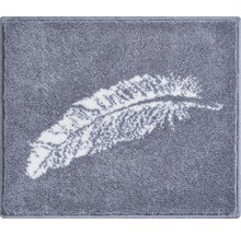 Tapis de bain gris avec motif de plumes