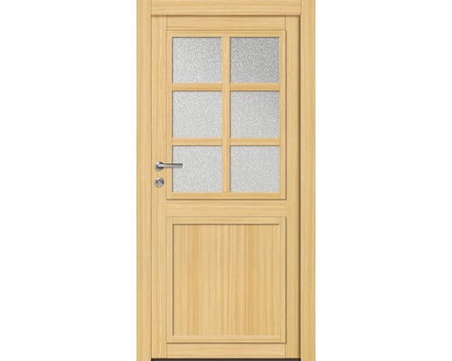 Set complet Porte d'entrée secondaire Utah épicéa 98x198 cm gauche Porte en bois avec insert en verre et poignée de porte
