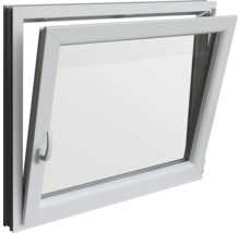 Fenêtre de cave oscillo-battante plastique RAL 9016 blanc signalisation 1000x800 mm tirant droit (double vitrage)-thumb-1