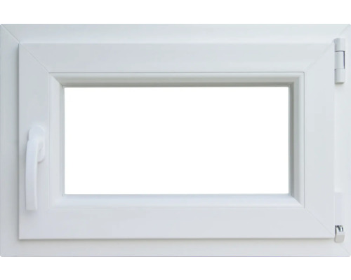 Fenêtre de cave oscillo-battante plastique RAL 9016 blanc signalisation 800x500 mm tirant droit (double vitrage)