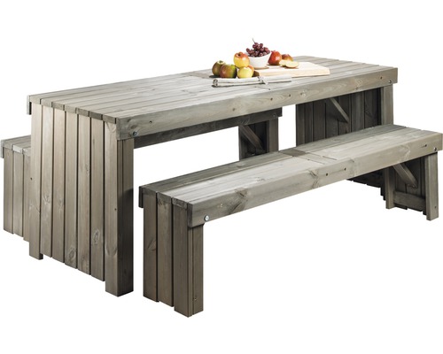Ensemble de jardin en bois avec table et bancs
