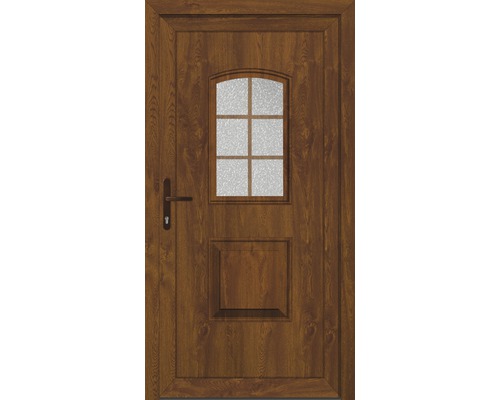 Set complet Porte d'entrée Texas plastique golden oak 100x210 cm DIN gauche