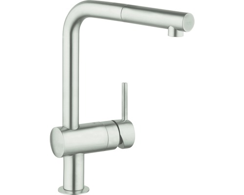 Küchenarmatur aus Edelstahl mit schwenkbarem Auslauf