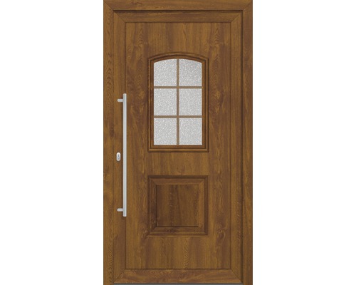 Set complet Porte d'entrée Texas plastique golden oak 100x210 cm DIN gauche