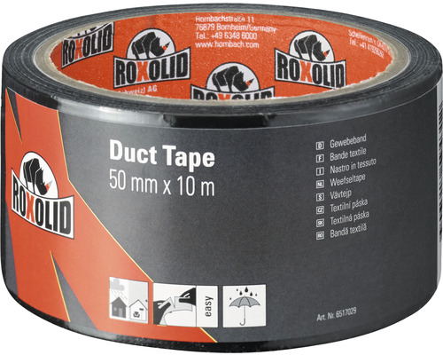 ROXOLID Duct Tape / Gaffa Tape bande textile noir 50 mm x 10 m-0