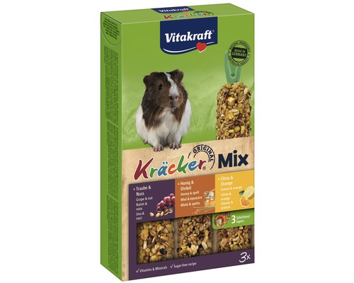 Snack pour rongeurs Vitakraft Kräcker® pour cochons d'Inde au miel + popcorn, 3 morceaux.