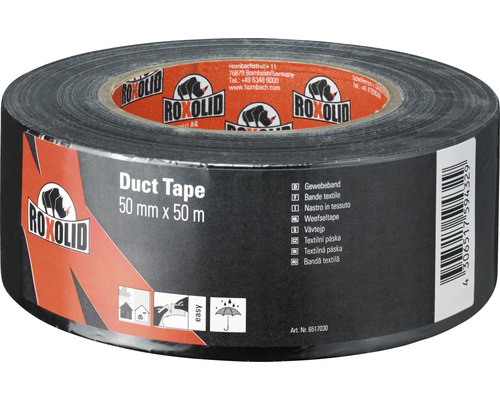 ROXOLID Duct Tape / Gaffa Tape bande textile noir 50 mm x 50 m