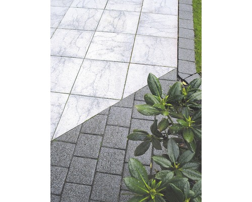 Dalle de terrasse en béton iStone Brilliant blanc-noir 40 x 40 x 4 cm