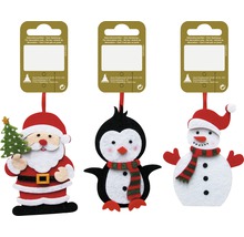 Filzanhänger Set mit Weihnachtsmann, Pinguin und Schneemann zur Dekoration