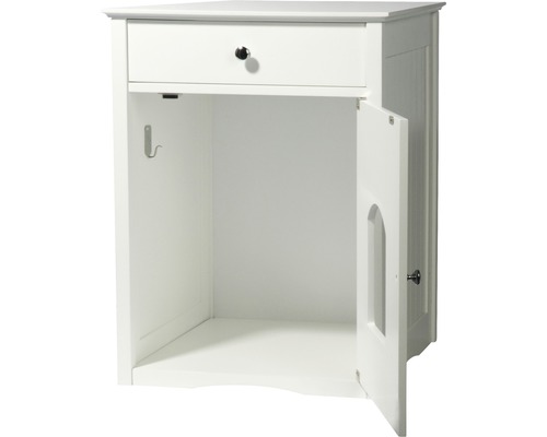 Meuble bas blanc avec un tiroir et une porte