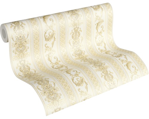 Tapetenrolle mit floralem Muster und Streifen