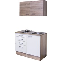 Flex Well Miniküche mit Geräten Samoa 100 cm Frontfarbe weiss sonoma eiche Matt Korpusfarbe sonoma eiche-thumb-1 Flex Well Miniküche mit Geräten Samoa 100 cm Frontfarbe weiss sonoma eiche Matt Korpusfarbe sonoma eiche-thumb-1
