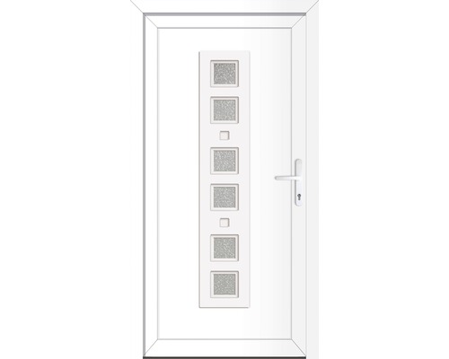 Set complet Porte d'entrée Indiana plastique blanc signalisation 100x200 cm DIN droite