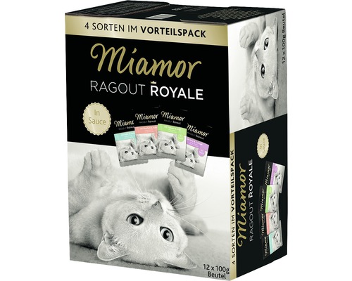 Nourriture pour chats Miamor Ragoût Royal Mix 12x100 g Miamor Ragout Royale nourriture humide pour chat, lot économique de quatre variétés