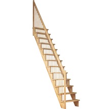 Escalier à limons Pertura Filia bois de hêtre lamellé-collé sans contremarches verni droit 12 Pièce(s) marches/13 pas de marche garde-corps à barres verticales