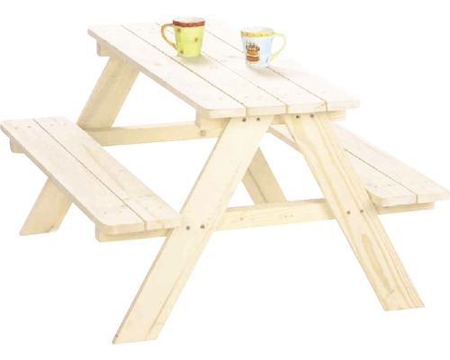 Table de pique-nique enfants Pinolino Nicki bois 4 places naturel