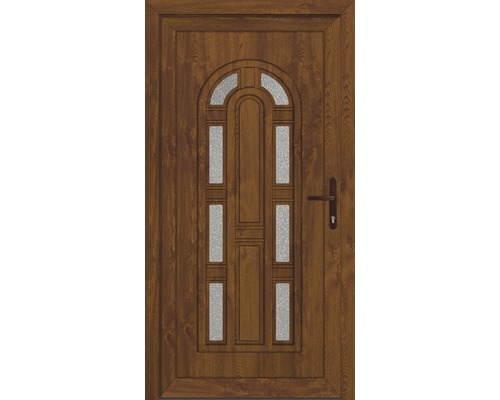 Set complet Porte d'entrée Florida plastique golden oak 100x200 cm DIN droite