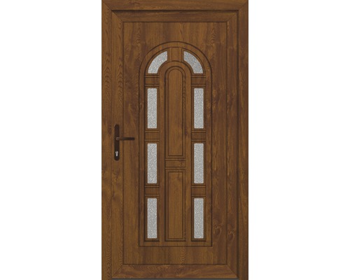 Set complet Porte d'entrée Florida plastique golden oak 100x200 cm DIN gauche