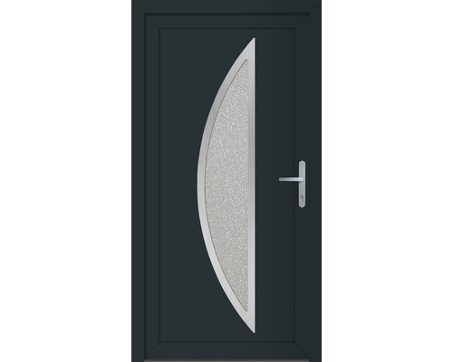 Set complet Porte d'entrée lowa plastique gris anthracite 100x210 cm DIN droite Porte d''entrée avec insert en verre en forme de demi-lune