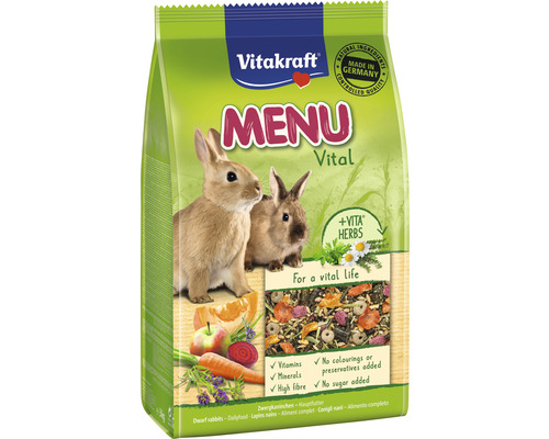 Snack pour rongeurs Vitakraft menu Vital pour lapin nain, 3 kg Vitakraft Menu Vital nourriture pour lapins nains en sachet