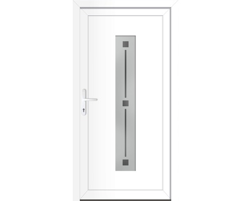 Set complet Porte d'entrée Alaska aluminium blanc signalisation 110x210 cm DIN gauche Porte d''entrée blanche avec insert en verre allongé