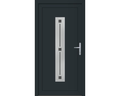 Set complet Porte d'entrée Nevada aluminium gris anthracite 110x210 cm DIN droite Porte d''entrée avec insert en verre et poignée en acier inoxydable