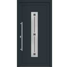 Porte d''entrée avec insert en verre rectangulaire et poignée en acier inoxydable