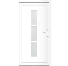 Porte d''entrée blanche avec trois inserts en verre et poignée