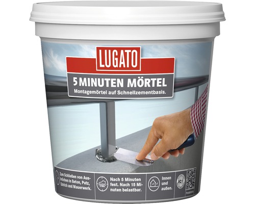 Mortier de réparation Lugato mortier en 5 minutes 5 kg Seau de mortier 5 minutes Lugato, mortier de montage à prise rapide à base de ciment