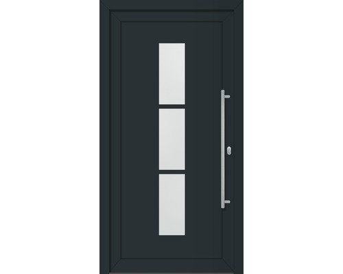 Set complet Porte d'entrée Dakota aluminium gris anthracite 110x210 cm DIN droite