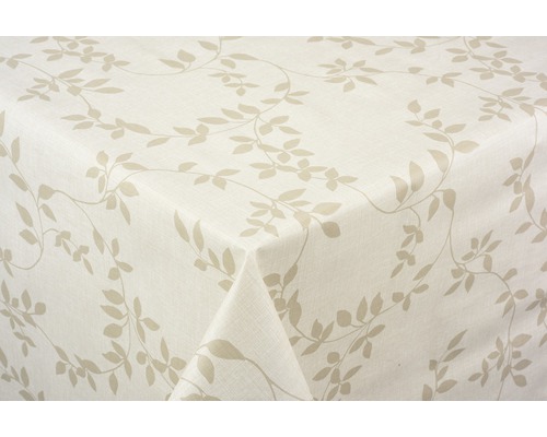 Nappe Leaf beige 140 cm de largeur (marchandise au mètre) Nappe avec motif de feuilles