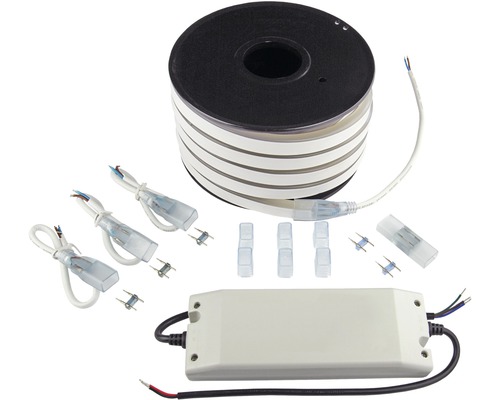 Kit d'éclairage LED Konsta 10 m y compris accessoires embouts/transformateur Kit de bande LED avec transformateur, câble de raccordement et accessoires de montage