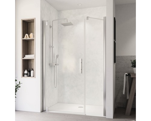 Porte pivotante Breuer Europa Design gauche 1200 mm en verre véritable transparent clair aspect chrome