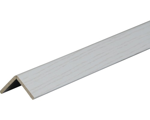 Baguette d'angle en frêne structuré blanc 28x28x2600 mm