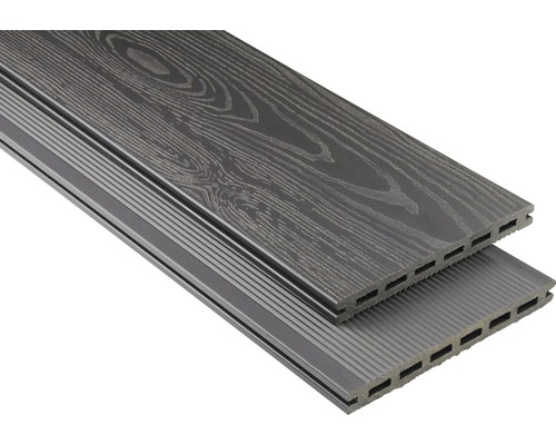 Planche pour terrasse en PVC Konsta XL gris-marron matte structurée 20x190 mm (au mètre à partir de 1000 mm jusqu'à 6000 mm max.)