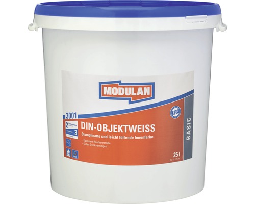 MODULAN 3001 DIN-Objektweiß Wandfarbe weiß 25 l Eimer mit Modulan DIN-Objektweiss Innenfarbe, 25 Liter