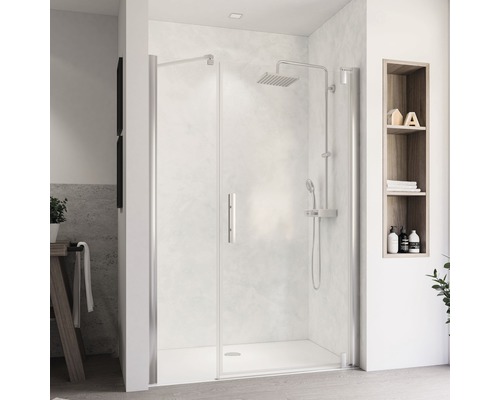 Porte pivotante Breuer Europa Design droite 1200 mm en verre véritable transparent clair aspect chrome