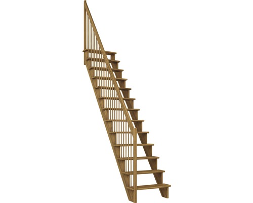 Escalier à limons Pertura Filia chêne sans contremarches non traité droit 65 cm 12 marches/13 pas de marche garde-corps à barres verticales