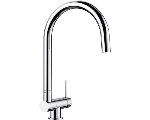 Robinetterie de cuisine avec mitigeur à droite pour montage devant une fenêtre Blanco Coressa-F chrome brillant 521543